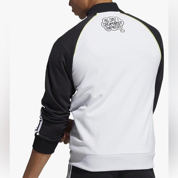 Adidas Black and White Bomber Jacket with Signature Stripes - Picture 1 of 9